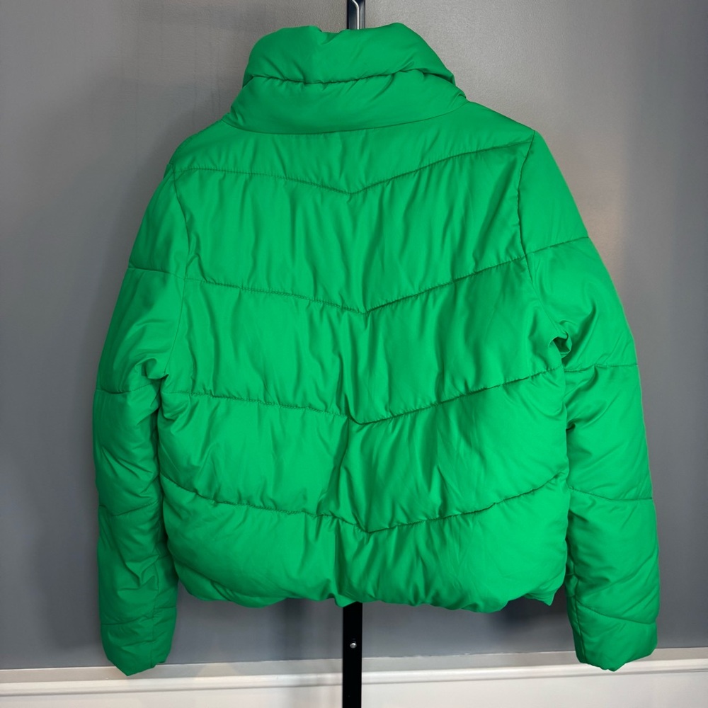 Abercrombie & Fitch Green‎ Cropped Puffer Jacket Zip Quilted Medium - Picture 13 of 13